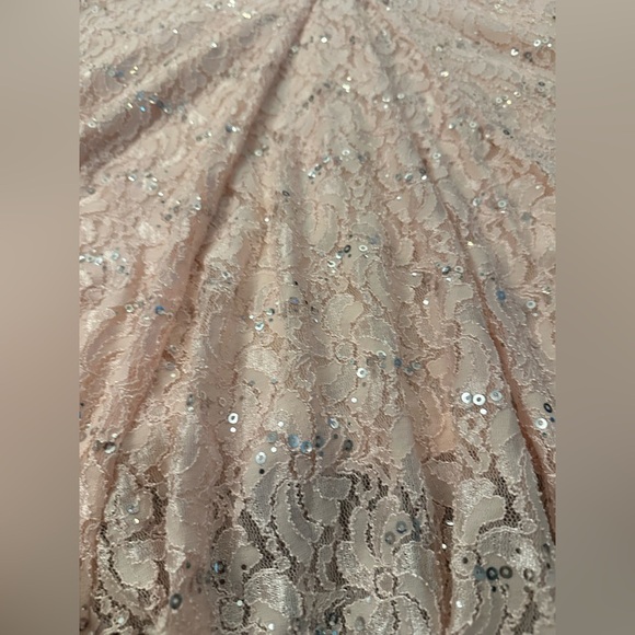 My Michelle Blush Pink Lace Sequin Gown – Size 5 - Picture 11 of 15